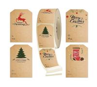 300Pcs Christmas Wrapping Labels Sticker 5x7.5cm Adhesive Holiday for Seal Envelope Gift Box Packaging Decoration Writable Festival for Gifts