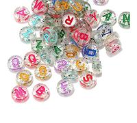 300pcs Clear Acrylic Alphabet Letter Beads 10mm Flat Round Disc Coin A-Z Colourful Letter Pattern Loose Spacer Beads Charms for DIY Necklace Bracelet Jewelry Making