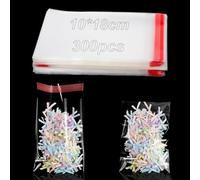 300pcs Clear Cellophane Bags Small Sealable Plastic Bag Self-Adhesive Transparent Cellophane Bags 10 x 18 cm OPP Bag Flat for Biscuits Sweets Chocolate Jewellery Earrings