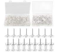 300PCS Clear Plastic Thumb Tacks with Steel Point | Push Pins for Cork Board, Bulletin Board, Whiteboard | Durable Office School Home Map Drawing Pins for Notice Board, Wall Calendar (Transparent)