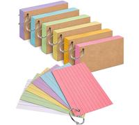 300PCS Colored Index Cards with Ring, Punched Lined Flashcards Ruled Index Cards Notecards Study Cards Heavy Note Cards for Studying, Learning, School, College, Memory