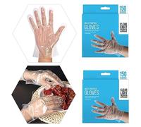 300Pcs Disposable Clear Polythene Gloves - Lightweight, Multi-Purpose, for Cleaning, Cooking, Food Prep, Adults & Kids, Household & Restaurant Use