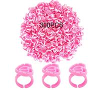 300PCS Disposable Glue Rings for Eyelash Extensions - Smart Holder Cups With Lovely Shape Lash Fan Blossom - Rose Red