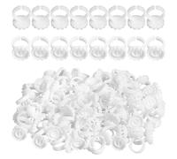 300Pcs Disposable Glue Rings, Glue Rings for Eyelash Extensions, Lash Extension Supplies, Plastic Lash Cups(White)