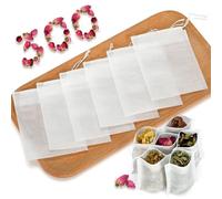 300Pcs Disposable Tea Bags for Loose Leaf Tea, Empty Tea Filter Bags with Cotton Drawstring, Fillable Tea Infuser Sachets for Loose Tea, Coffee, Herb, Spice and More (3.54"x 2.75")
