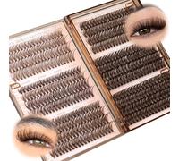 300Pcs Eyelash Extension Kit Fluffy 60D+80D+100D Cluster Kit with and Glue Natural Individual Eyelashes 10-18MM Individual Cluster Kit