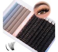 300Pcs Eyelash Extension Kit Fluffy 60D+80D+100D Cluster Kit with and Glue Natural Individual Eyelashes 10-18MM Individual Cluster Kit