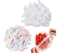 300PCS Food Covers Plastic Stretch, Plastic Food Covers, Shrinkable Food Covers Fresh Keeping Bags for Keeping Meals Fruits and Vegetables Fresh in The Refrigerator(White * 200, Color * 100)