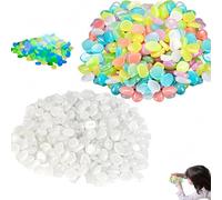300pcs Glow In The Dark Pebbles, White Stones for Garden Coloured Stones for Gardens Fish Tank Gravel Garden Pebbles Absorbs Light To Glow At Night, for Fish Tank Decor Gardens Pathway DIY Crafts