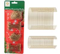300Pcs Gold Christmas Ornaments Hangers Hooks Wire - Assorted Sizes for Christmas Tree Baubles - Reusable Hooks for Easy Xmas Decorations