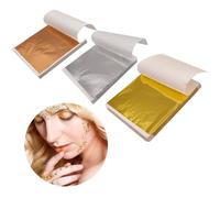 300Pcs Gold Leaf, Gold Leaf Sheets Rose Gold Paper Silver Leaf in 3 Colors Imitation Gold Foil Paper Sheets for Arts Projects Crafts Resin Art DIY Decoration Gift Package(8x8cm)