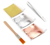 300Pcs Gold Leaf Sheets, 3 Colors Metallic Gold Foil Sheets, Size 8.5x8cm DIY Craft Kit, Includes Tweezers Brush, Gold Leaf Kit for Art Furniture Decor Resin Gilding Craft Supplies