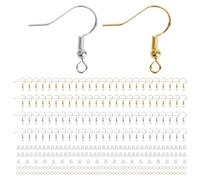 300PCS Gold Silver Earring Making Kit, 925 Silver Plated Hypoallergenic Earring Hooks with100 pcs Clear Silicone Earring Safety Backs, Earring Making Supplies Kit for DIY Jewellery Making