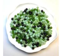 300pcs Green Glass Crystal Beads for Jewelry Making - 6mm Round Crckle Glass Beads for Plant DIY Bracelet Necklace Earring Craft St. Patrick's Day