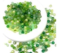 300pcs Green Glass Crystal Beads for Jewelry Making - 8mm 12 Colors Round Crckle Glass Beads for DIY Bracelet Necklace Earring Craft St. Patrick's Day