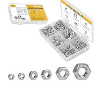 300pcs Hex Nuts Assortment Kit M2.5 M3 M4 M5 M6 M8 Hexagonal Nuts Set 304 Stainless Steel Metric Assorted Right Hand External Hex Drive with Plastic Box