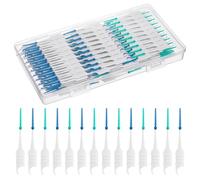 300PCS Interdental Brushes, Silicone Dental Brushes Blue Green 2-in-1 Tooth Floss Picks Teeth Sticks Soft Dental Toothpicks Cleaning Tool for Braces Oral Cleaning
