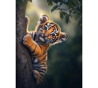 300pcs Jigsaw Puzzle for Adults Animal Children- Tiger in The Tree - Wooden Puzzles Wildlife Home Decor Funny Parent-Child Educational Game Toy Best Gift Suitable Family Friends