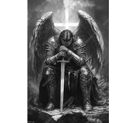 300pcs Jigsaw Puzzle for Adults Vintage Fallen Angel Knight in Armor Black and White Dark Fantasy Medieval Challenging and Fun Game Family Game Night Gift