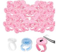 300Pcs Lash Glue Holder Quick Blossom Pigment Holders Love Heart Lash Blossom Cup Eyelash Glue Rings (Three Colors)