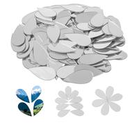 300Pcs Leaf Shape Craft Mirrors Mosaic Tiles Self-Adhesive Mini Mirrors for Craft Mini Acrylic Mirror Tiles Tiny Teardrop Crafts Mirror Stickers Pieces for Crafts Art Wall Door Home Decoration Silver