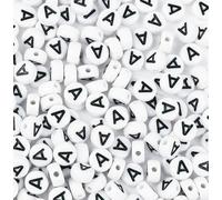 300PCS Letter Beads Acrylic Alphabet Beads White Round Vowel Letter A Beads for Jewelry Bracelet Necklace 4X7mm