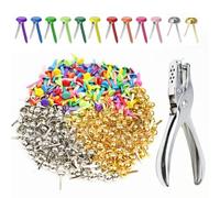 300Pcs Mini Brads Paper Fasteners - Colourful Pattern Bag Clips, with Perforated Clamp, Split Pins, Metal Pattern Clamps Paper Closures for Scrapbooking Crafts (Color, Gold, Silver)