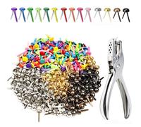 300Pcs Mini Brads Paper Fasteners - Colourful Pattern Bag Clips, with Perforated Clamp, Split Pins, Metal Pattern Clamps Paper Closures for Scrapbooking Crafts (Color, Gold, Silver, Black, Bronze)