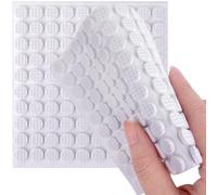 300pcs Mini Foam Felt Pads, 1cm/0.39in Diameter Circle Small Furniture Tiny Thin Felt Pads Self Stick Furniture Bumpers Mats Dots for Tables Drawers Cabinets Doors and Windows (White)