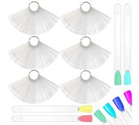 300pcs Nail Swatches Nail Display False Fake Nail Art Tips präsentationstips nägel Nail Art Colour Swatch Sticks Gel Polish Salon Displays Practice Tools with Metal Display Ring