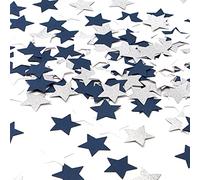 300pcs Navy Blue White Silver Confetti,Glitter Paper decor Twinkle Little Star Table Confetti,Birthday Graduation 2024 Fathers Day Wedding Baby Shower Party Decorations Circle Dots Lasting Surprise