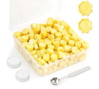 300Pcs Pearl Yellow Sealing Wax Beads Set for Wax Seal Stamp with Candles and Melting Spoon，Perfect for Christmas Cards, Envelopes, Wedding Invitations, Wine Packages, Letter Sealing (Pearl Yellow)