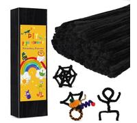 300PCS Pipe Cleaners Chenille Stem, Pipe Cleaners Craft Supplies, Black Pipe Cleaners for Hair Fuzzy Sticks Pipe Cleaner Brush for DIY Art Creative Craft Decorations