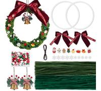 300Pcs Pipe Cleaners Craft for Christmas Kit, Green Chenille Stems Craft Supplies Set for DIY 2 Christmas Wreaths, Fuzzy Wires Pipe Manualidades, Pipe Cleaners Decorations Set, Christmas Decoration