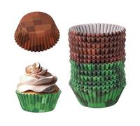300pcs Pixel Cupcake Liners, Pixel Grass Themed Cup Cake Holders Green and Brown Birthday Party Cupcake Liners Goodie Cups Favor for Game Party Decoration Dessert Candies Baking