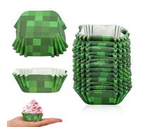 300pcs Pixel Cupcake Liners, Video Game Theme Square Baking Cups for Game Theme Party Decoration Dessert Candies Decor(Green)