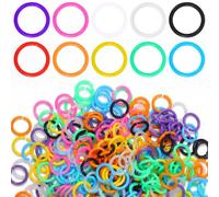 300pcs Plastic Binder Rings, 8 Colors PE Loose Small Leaf Binder Rings