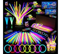 8" Glowsticks with Bracelet Connectors for Party Supplies, Christmas Decoration - 300pcs Neel Blue Multi One Size