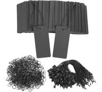 300Pcs Price Tags with String with Safety Pins, Black Price Tags, Name for Clothes, Custom Black Paper Clothing, Product for Clothes, Crafts Tag