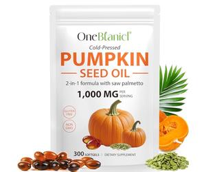 300PCS Pumpkins Seed Oil Capsules,Pumpkin&Seed Oil 2 in 1 for Hair Growth, Cold Pressed, Supports Hair, Heart, Skin Supplement,Pumpkins Seed Extract Powder,PumpkinSeed Herbal Supplement