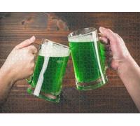 300pcs Puzzle for Adults Jigsaw Puzzles Hard Challenging Difficult Family Cool Large Day Concept Two Mug on Hands Green Beer Against Wooden Puzzles for Adults