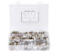 300Pcs Rivet Nut Set, Carbon Steel Threaded Insert Kit with M3 M4 M5 M6 M8 M10 Flat Head Embedded Rivet Nuts, Galvanized Surface for Steel Plastic Fiberglass