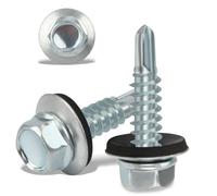 300PCS Roofing Screws with Rubber Washers 4.8x19mm Hex Head Self Tapping Screws Tech Screw for Metal Zinc Plated Corrugated Roofing Cladding Steel Screw for Tin Roof