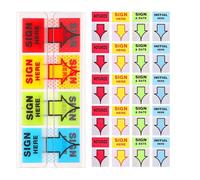 300Pcs Sign Here Stickers 4 Color Adhesive Arrow Labels Notarize Initial Here and Sign Date Flags Sticky Signature Tabs for Documents Notebooks Office School Supplies