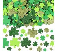 300pcs St Patricks Day Foam Stickers St. Patrick's Day Parties and Decorations Glitter Shamrock Stickers for Children Adults Scrapbooking Crafts Leprechaun Green Four Leaf Clover Stickers