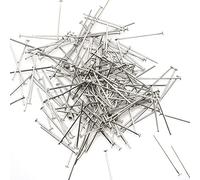 300Pcs Stainless Iron Flat Head Wire Headpins Needle for Beading DIY Craft Art Earring Pendant Necklace Jewelry Finding Making Bracelet Decoration Accessories (Silver,35MM)