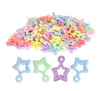 300PCS Star Beads with Large Hole, 5 Pointed Star Shaped Bracelet Making Mixed Color Plastic Shiny Beads for Jewelry Accessories Necklace