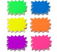 300Pcs Starburst Signs Fluorescent Price Signs, Assorted Colour Neon Stars Display Tags Blank Star Burst Sale Signs Price Tags Neon Display Sign for Markets and Retail Displays
