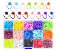 300PCS Stitch Markers Crochet, 15 Colors Crochet with Compartment Box, Stitch Needle Clip Crochet Locking for Marking The Number of Stitches, for Crafting Handwork Knitting