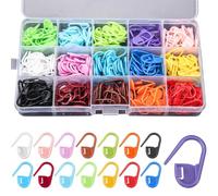 300PCS Stitch Markers for Crochet and Knitting with 15-Compartment Storage Box, Plastic Stitch Needle Clip in 15 Assorted Colours for Handwork Knitting Craft, Crochet Locking Ring, Box Package
